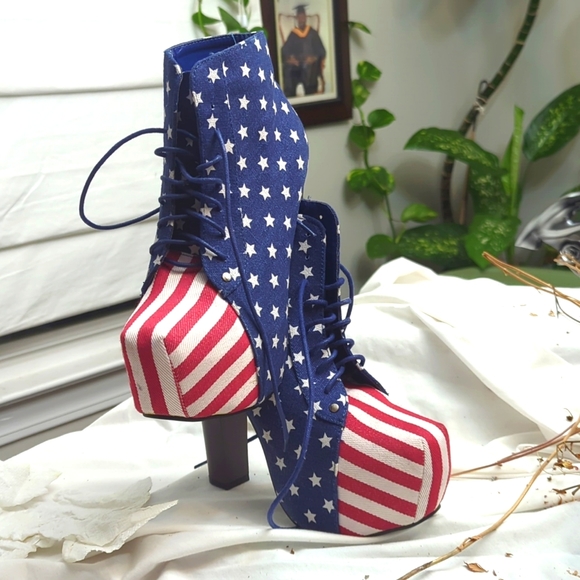 Sexy Go jane RED WHITE & BLUE PLATFORM - Picture 3 of 10
